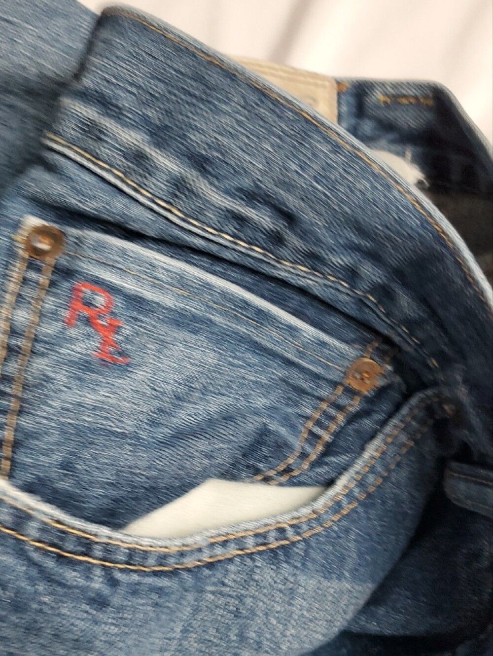 Vintage Y2K Polo Ralph Lauren Men's 44x32 Blue Straight Leg Denim Jeans PRL - Picture 6 of 15